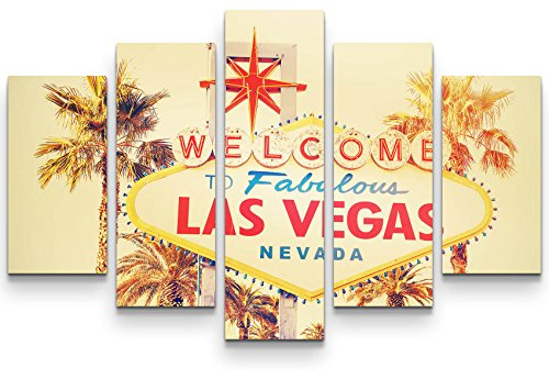Eau Zone Wandbild auf Leinwand 160x100cm Willkommen in Las Vegas Schild