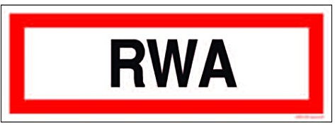 Nur 1 x Versand Schild RWA/BMZ/SPZ/Aufzug/Schilder DIN 4066 Symbol Folie selbstklebend nachleuchtend ManufacturerGrade Folie Nachleuchtend selbstklebend, Größe 297 X 105, Farbe RWA