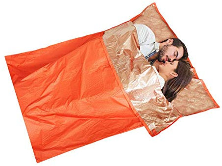 Sanmum Notfall Biwaksack Survival Schlafsack Kälteschutz Rettungsdecke Bushcraft Thermal Isolierung Reißfest Polyethylen (Doppel Umschlag)