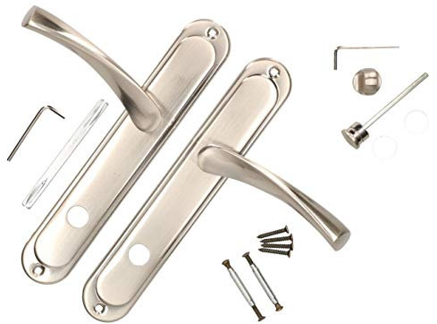 KOTARBAU Türdrücker 72 mm WC Türgriff Satin Türbeschlag Türklinke Drückergarnitur Langschild Türdrückergarnitur Innentür Außentür Handgriff Torbeschlag