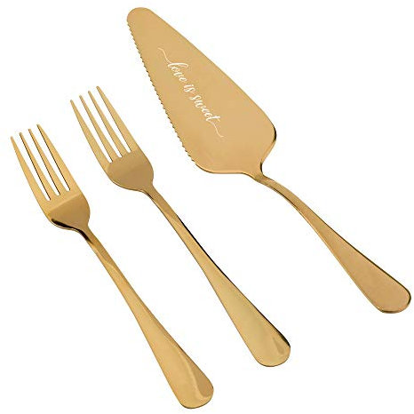 Lillian Rose AZ290001 Gold Wedding Cake Server Set, Stainless Steel
