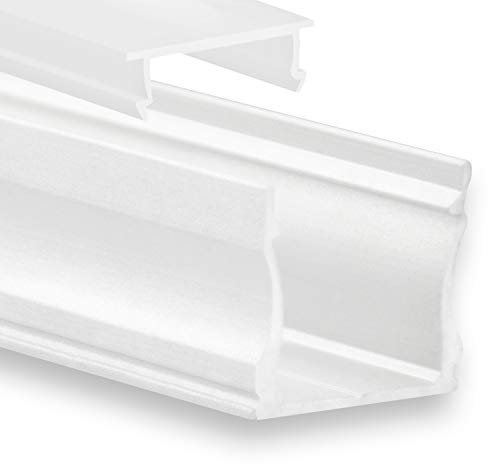 Led-Gigant Aluminium Profil Weiß NLN2 profilbündige Abdeckung 2m für Streifen bis zu 12mm inkl. Abdeckung Opal IP20