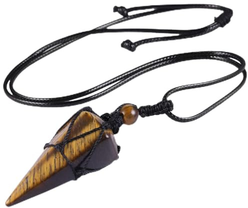 mookaitedecor Collier Pendentif Pierre Protection | Cristal Hexagonal Pointe avec Cordon Réglable pour Femmes Hommes