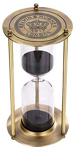 SuLiao Sanduhr 15 Minuten Sanduhr, Vintage Messing Schwarz Sanduhr, Metall Kleine Sanduhr 15 Min, Antik Reloj De Arena, Einzigartige Sanduhr für Zuhause, Büro, Schreibtisch Dekoration