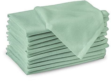 Encasa XO Baumwollstoffservietten | 12er-Set | Größe 43x43 cm | Mint Green Volltonfarbe | Waschmaschinenfest