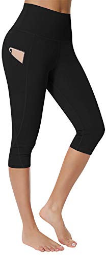 UMIPUBO Leggins Sportivi Donna 3/4 Fitness Leggings Push up Vita Alt Anticellulite Pantaloni Elastici Yoga Pants Controllo Pancia per Palestra, Allenamento, Corsa, Pilates (Nero, M)