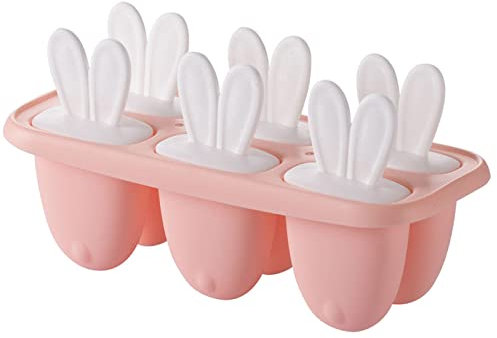 Mini Eisförmchen Popsicle Formen 6 Eisform Kinder DIY Ice Lolly Popsicle Wiederverwendbar Popsicle Klein Eisformen Eis am Stiel Silikon für Kinder Eislutscher Formen für Kinder, Baby, BPA frei Rosa