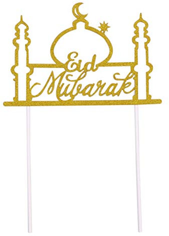 TOYANDONA 1Pc Eid Mubarak Kuchen Topper Gold Glitter Cupcake Picks Ramadan Kareem Party Dekoration Eid Festival Kuchen Dekoration