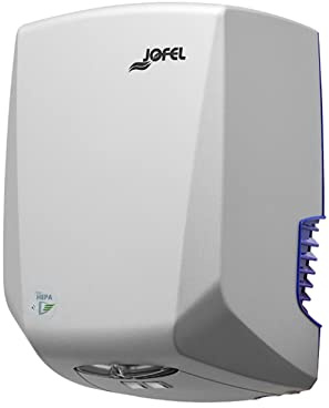 Jofel - Optischer Hochleistungs-Händetrockner (505 Km/h) Niedriger Stromverbrauch 1200W, automatischer Händetrockner. Schnell 10sec. Modell Power+ ABS Heavy Duty, AA56300 Silber