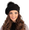 VIVISENCE Winter Baskenmütze Mit Bommel Für Damen Klassischem Herbst Frauen Mütze Schnitt Warmem Garn Mit Wollezusatz Eleganter Wintermütze Ideal Für Kalte Wintertage Modell, Schwarz,Einheitsgröße
