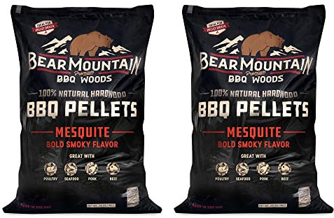 Bear Mountain BBQ FK17 Premium 20 Pounds All Natural Hardwood Mesquite BBQ Hardwood Smoker Pellets for Outdoor Electric Grilling and Smokers (2 Pack)
