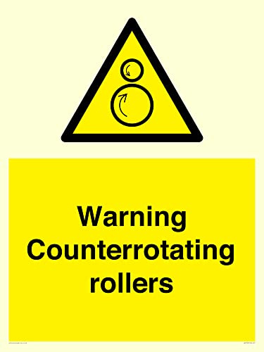 Warnschild mit Gegenlaufrollen, 600 x 800 mm, A1P