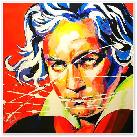 Ludwig van Beethoven Poster von Marie-Armelle Borel 60 x 60 cm Rot Wandbilder Wanddeko