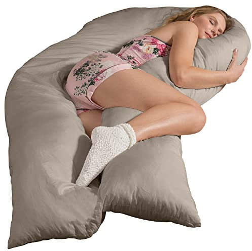 Traumreiter Seitenschläferkissen Jumbo XXL mit Bezug Baumwolle Leinen I Extra hohes und langes orthopädisches Komfortkissen, Schwangerschaftskissen zum Schlafen Stillkissen Kissen, Body Pillow
