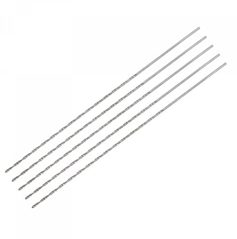 sourcing map 5 Pcs 1mm Mini Micro Twist Drill Bits, High-Speed Steel Straight Shank Extra Long Drill Bit 100mm for Aluminum Alloy