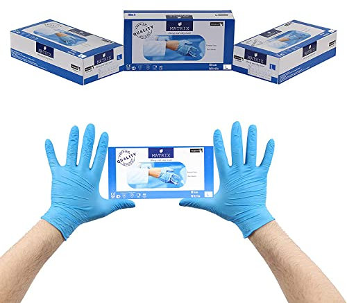 Lot de 1000 gants jetables en nitrile - Taille L - Gants jetables en nitrile - Non poudrés - Sans latex - Taille L, bleu, 1000