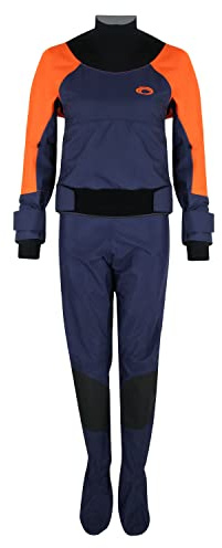 Typhoon Womens Hendra Hinge Zip Drysuit Dry Suit & Underfleece - Orange Navy - Breathable Comfortable Internal Braces -