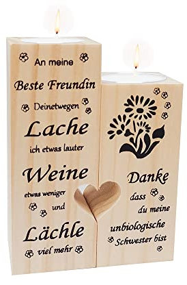 GSHUR Geschenke für Freundin, Beste Freundin Geschenke, Personalisierte Kerzenständer Geschenke für Freundin, Geburtstagsgeschenk für Freundin, Freundschaft Kerzenleuchter Geschenke