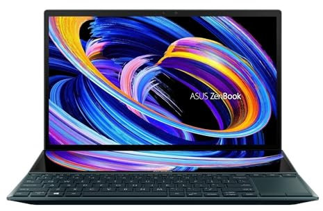 ASUS Zenbook Duo 14 UX482EAR 14 Full HD Touchscreen Laptop with ScreenPad Plus (Intel i7-1195G7, 16GB RAM, 512GB SSD, Touchscreen Main Display with ScreenPad Plus) Intel EVO Certified, Celestial Blue
