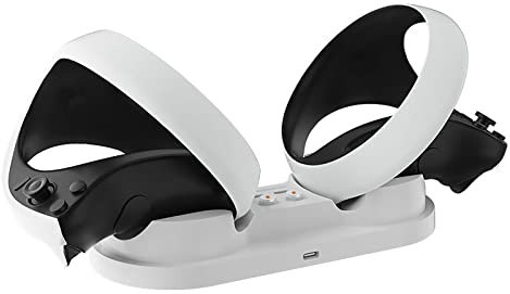Yuehuamech Ladestation für PS VR2 mit Quick Charge Port Game Controller Ladegerät Dock Stand Wireless Controller Ladestation für PSVR2 Zubehör Ladestation