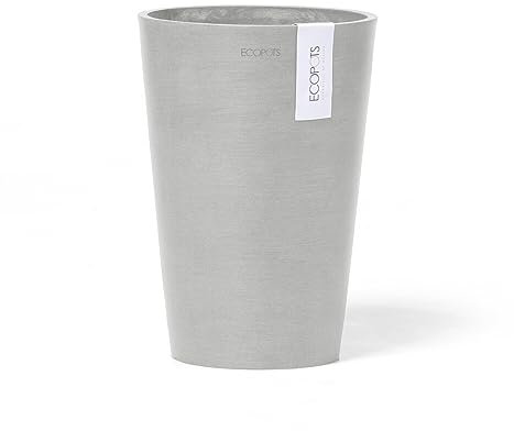 Ecopots Blumentopf Pisa Hell Grau - Durchmesser Ø 17 cm rund - für Schnittblumen, Gestecke - Pflanzentopf aus Recycling Kunststoff - Übertopf modern für Indoor und Outdoor