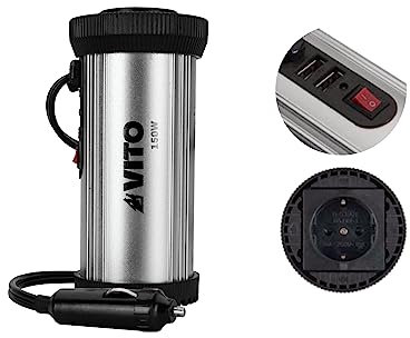 VITO 300 W max. voltage converter 12 V to 230 V inverter, power converter with 4.2 A dual USB port - charge your laptop, iPad, iPhone, tablet, console and more in the car and caravan