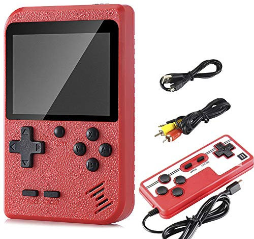 Portable Handheld Games Console with 800 Classical Games,Mini Retro Game Player Support for Connecting TV and Two Players,1020mAh Rechargeable Battery, Present for Kids and Adult (Red)