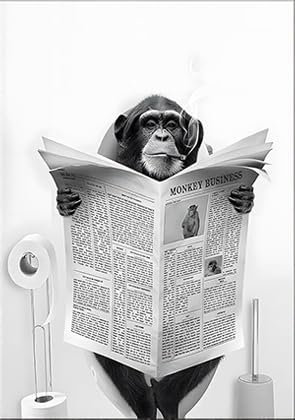 QPLGTU Badezimmer Tier Dekoration Bilder, Interessante Tier Poster Dekoration Bilder, Bad Kuh Poster Dekoration Leinwand Gemälde, Rahmenlos (Stil 3,60x90cm*1)