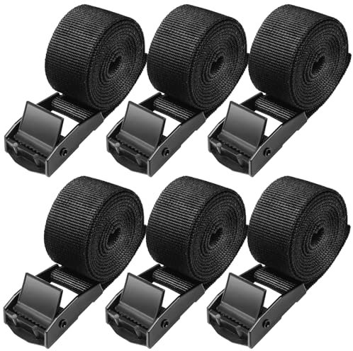 Aulese 6 cinghie corte, 100 cm, portata: 250 kg, piccole cinghie di fissaggio con fibbia in acciaio inox, cinghie di fissaggio per auto, portabici e campeggio (100 cm, 6 pezzi)