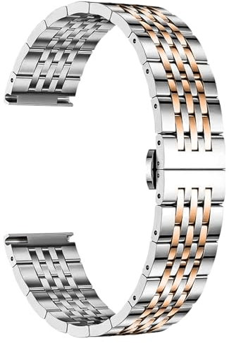 KeHowy 22mm Métal Bracelet pour Huawei Watch 5 46mm/GT 5/5 Pro/GT4/GT3/GT2/3 Pro/Watch4 (46mm), Bracelet de Montre en Acier Inoxydable pour Huawei Watch 4 Pro 48mm/GT 2Pro/GT Runner - Argent/Or Rose