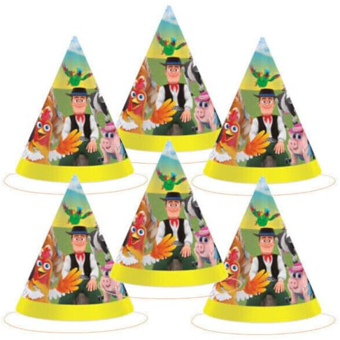 BeenSmile, GORROS LA GRANJA DE ZENON, Decoración Cumpleaños Infantil, Fiestas Temáticas y Celebraciones, Gorritos para Niños, 6 Gorros de Papel Cartón
