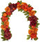 Oairse 183 cm Künstliche Herbstgirlande mit Pfingstrose, Hortensie und Herbst Kürbis Künstliche Blumengirlande Deko für Hausgarten Hochzeit Kamin Party, Erntedankfest, Autumn Decor