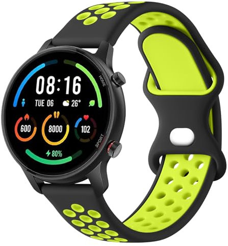 YLK Correa Compatible Con Xiaomi Mi Watch/Watch S1/S1 Active/Color Sport - Silicona 22mm Para Hombre y Mujer (Negro Verde)
