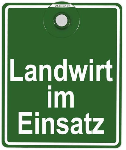 Schilderio Premium Saugnapfschild Schild Landwirt im Einsatz, 3 mm Acrylglas, ca. 100x120mm, Landwirt Auto Schild mit 1x Saugnapf 30mm, Autoschild Landwirt zur Befestigung an Autoscheiben von innen