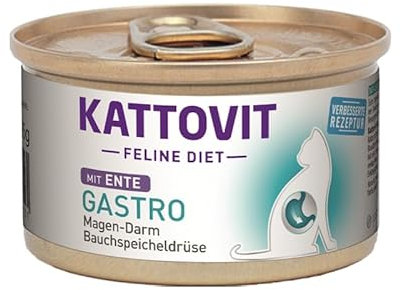 Kattovit Feline Diet Gastro | Pute & Ente 8X 85g - einzeln oder im Bundle | Magen-Darm/Bauchspeicheldrüse (i-Rezeptur) | für Katzen mit Gastro-intestinalen Problemen (8, Ente)