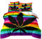 ZZTBQ Cannabisblatt Blätter Bettwäsche 220x240 Bettbezug Erwachsener 220 x 240 Bunt Streifen Marihuana Weed Bettwäsche-Sets 220x240 aus Mikrofaser mit Reißverschluss
