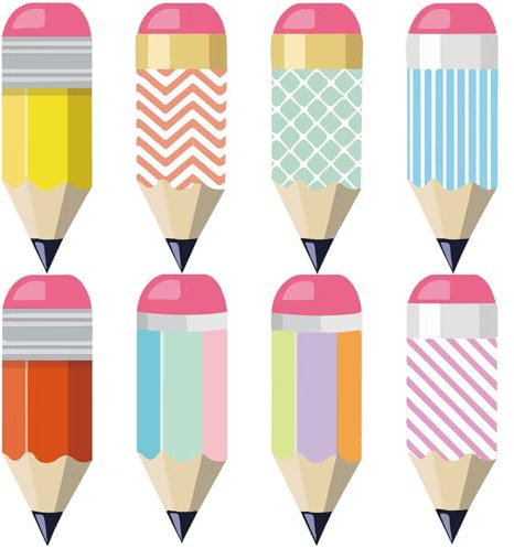 64Pcs Colorful Pencil Paper Cutting Name Tags for Preschool, Classroom Decorations & Labels - Teacher Decorations for Desk