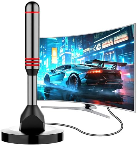 Digital TV Antenna for Smart TV Indoor,2026 HD Antenna with Strong Magnetic Base, 360°&Long Range Reception HDTV Antennas for Local Channels, Easy Installation Antennas for TVs Without Cable (5.5 in)