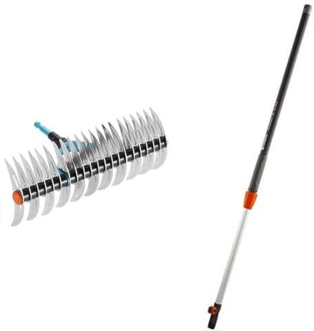 GARDENA Combisystem cutting rake: rake for removing moss and thatch, 35 cm working width & combisystem Telescopic Handle 90-145 cm: Extension handle for combisystem tools, infinitely