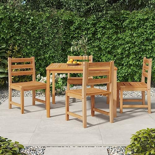 HEFZGDB Gartenstühle 4 STK. Massivholz Teak Sonnenliege Gartenstühle Balkonstuhl Geeignet für Garten, Terrasse, Pool.