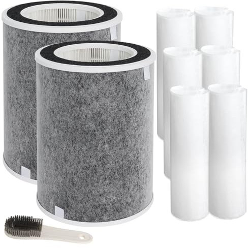 MCCKLE HP201 HP202 True HEPA Filter Replacement Compatible with Shark HP200 Series HP302 HP232 HC502 MAX Air Purifier, 3-in-1 H13 Grade Filter, Part# HE2FKBAS HE2FKBASMB (2 Pack)