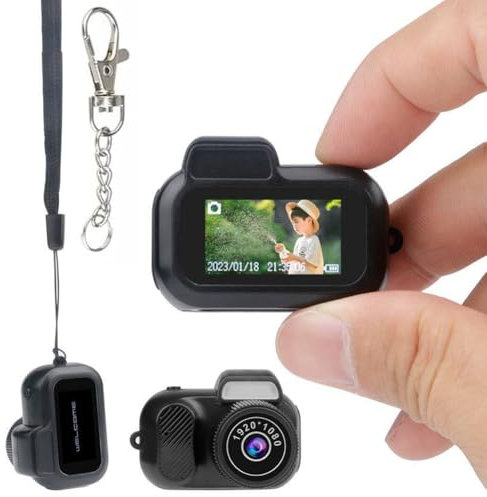 Keychain Camera, 1080P HD Mini Camera Keychain That Works, Key Chain Mini Photo/Video Camera, Retro Portable Mini Pixel Camera with Eight Filters for Indoor Home Outdoor (No memory card)