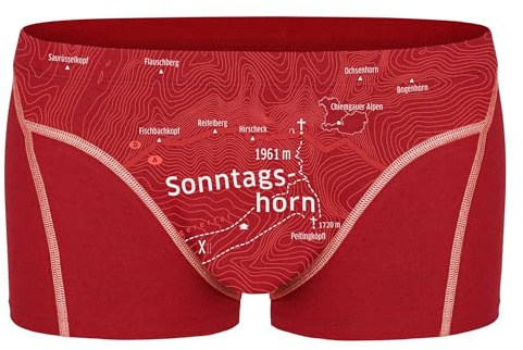 EIN SCHÖNER FLECK ERDE. Herren Boxershorts - Shorts, Print, Bio-Baumwolle Sonntagshorn (Kaminrot) S