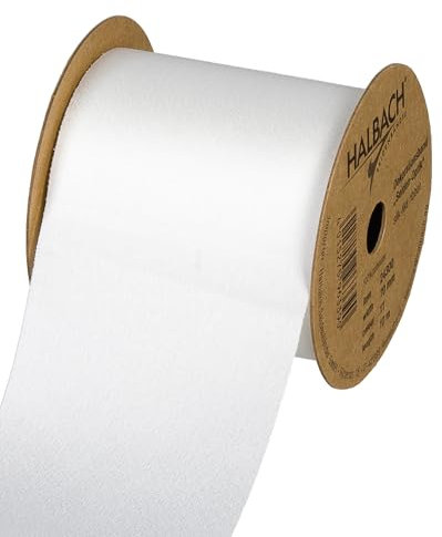 Halbach Seidenbänder Geschenkband Seiden-Optik (vegan) | Breite 70mm Länge 10m | Schleifenband mit dezentem Seidenglanz | Für festliche Anlässe | Farbe: weiß