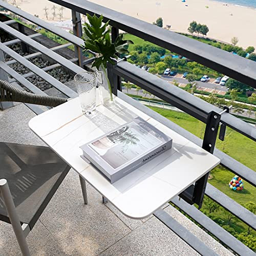 Tavolino pieghevole da esterno, tavolo da balcone sospeso, tavolo da balcone sospeso con ringhiera, tavolo da terrazza pieghevole per balcone, tavolo da balcone sospeso con ri(Black Stand 120*35cm)
