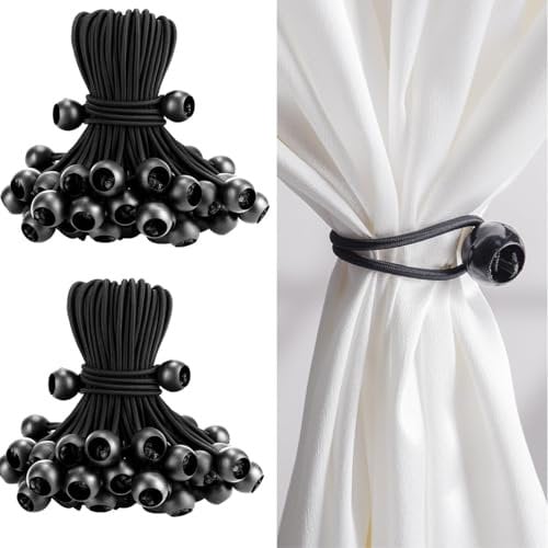 Luxiremi 20 Pcs Bungee Cords with Balls, 15cm Heavy Duty Tarpaulin Ball Bungee for Tarpaulin, Camping Tarp and Household Items (Black)