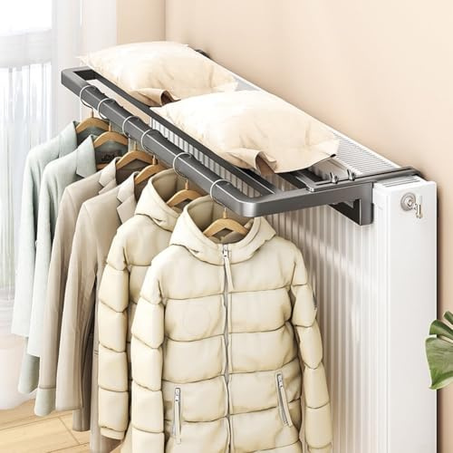 Towel Rail Hanging 40Cm Cloth Hanger Storage Holder,For Heating Radiator,Radiator Towel Holder Clothes Dryer Drying Rack Rail(Grey)