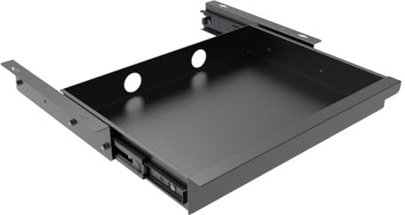 Mofangtech Ausziehbare Schublade für den Schreibtisch, 48,8 x 34 cm (B x T), Aufbewahrungs-Organizer für Sitz-/Steh-Arbeitsplatz, Metall, Schwarz (groß)