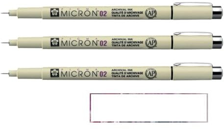 Pigma Micron Sakura 02 Schwarz, 3 Stück und 1 Karte