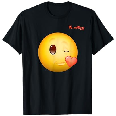 Emoji zwinkert und küsst glückliches glänzendes Gesicht T-Shirt